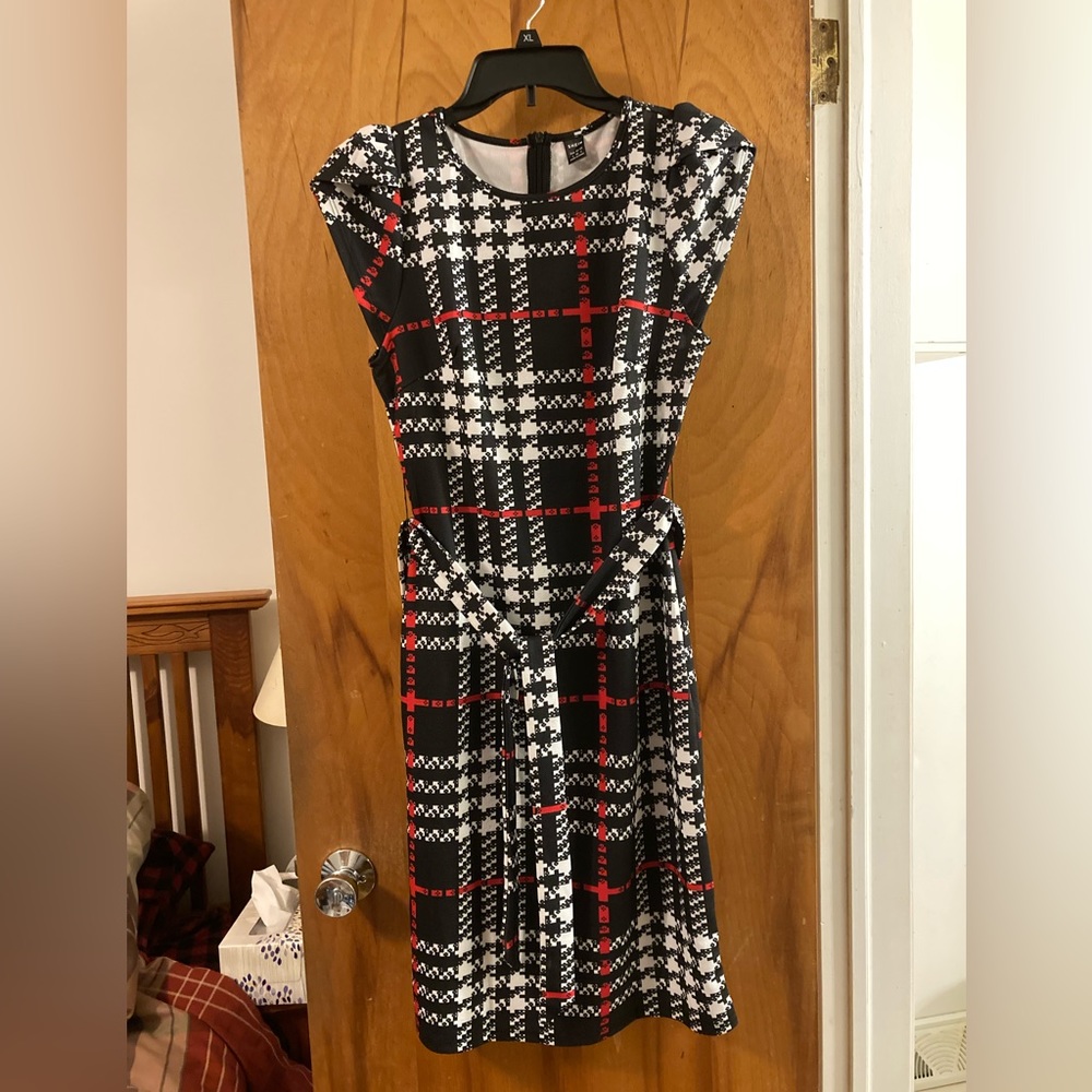 SHEIN Felegant Plaid Belted Self-Tie Mini Dress